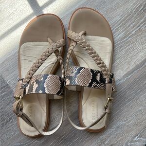 Cole Haan Tan and Brown Sandals with Adjustable Ankle Strap